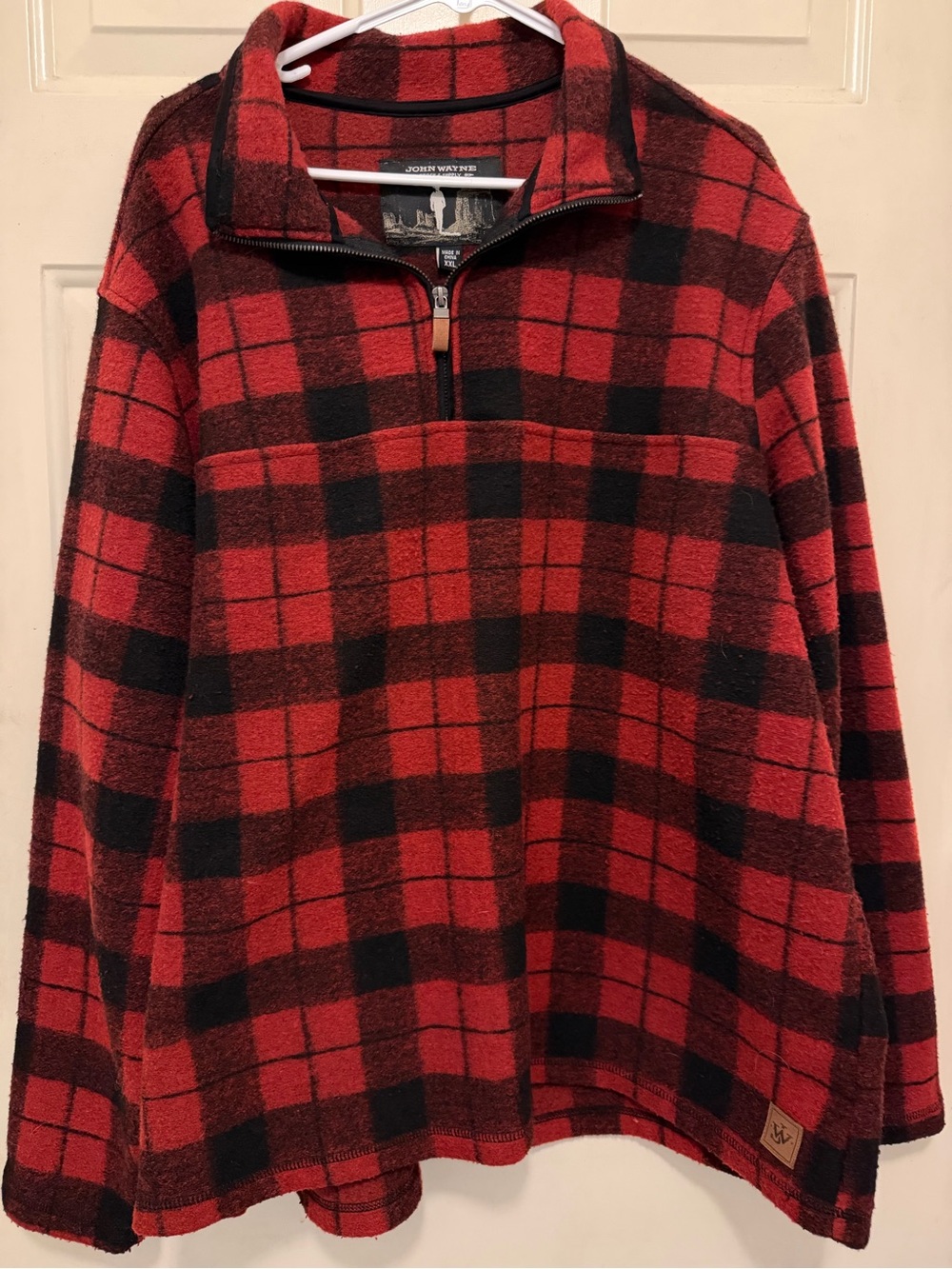 Red & Black Plaid Half-Zip Fleece Pullover